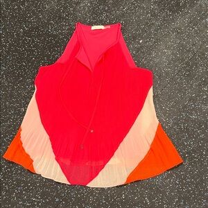 Ramy Brook Red and Orange Sleeveless Blouse